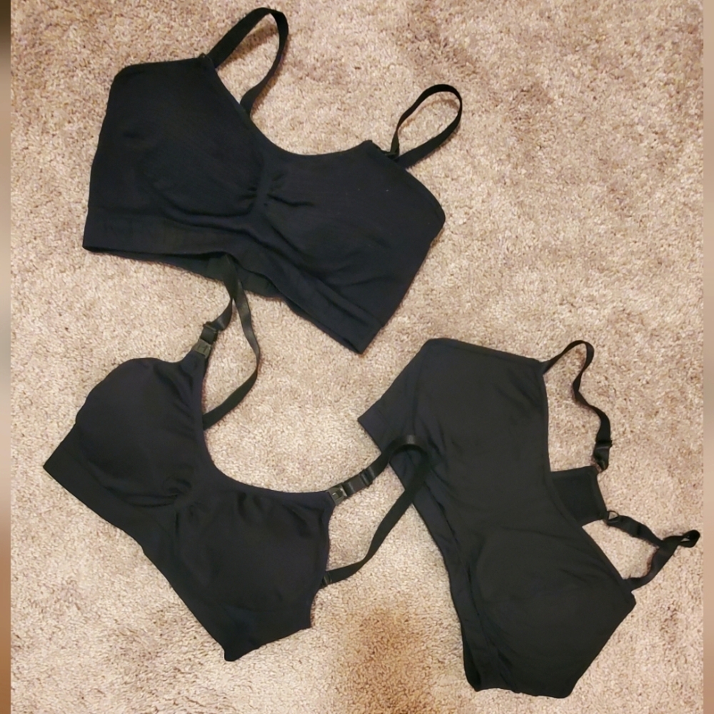 3 black nursing bras